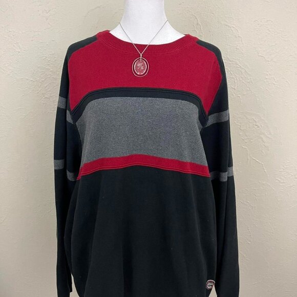 red gray and black striped y2k crewneck sweater - Picture 4 of 8